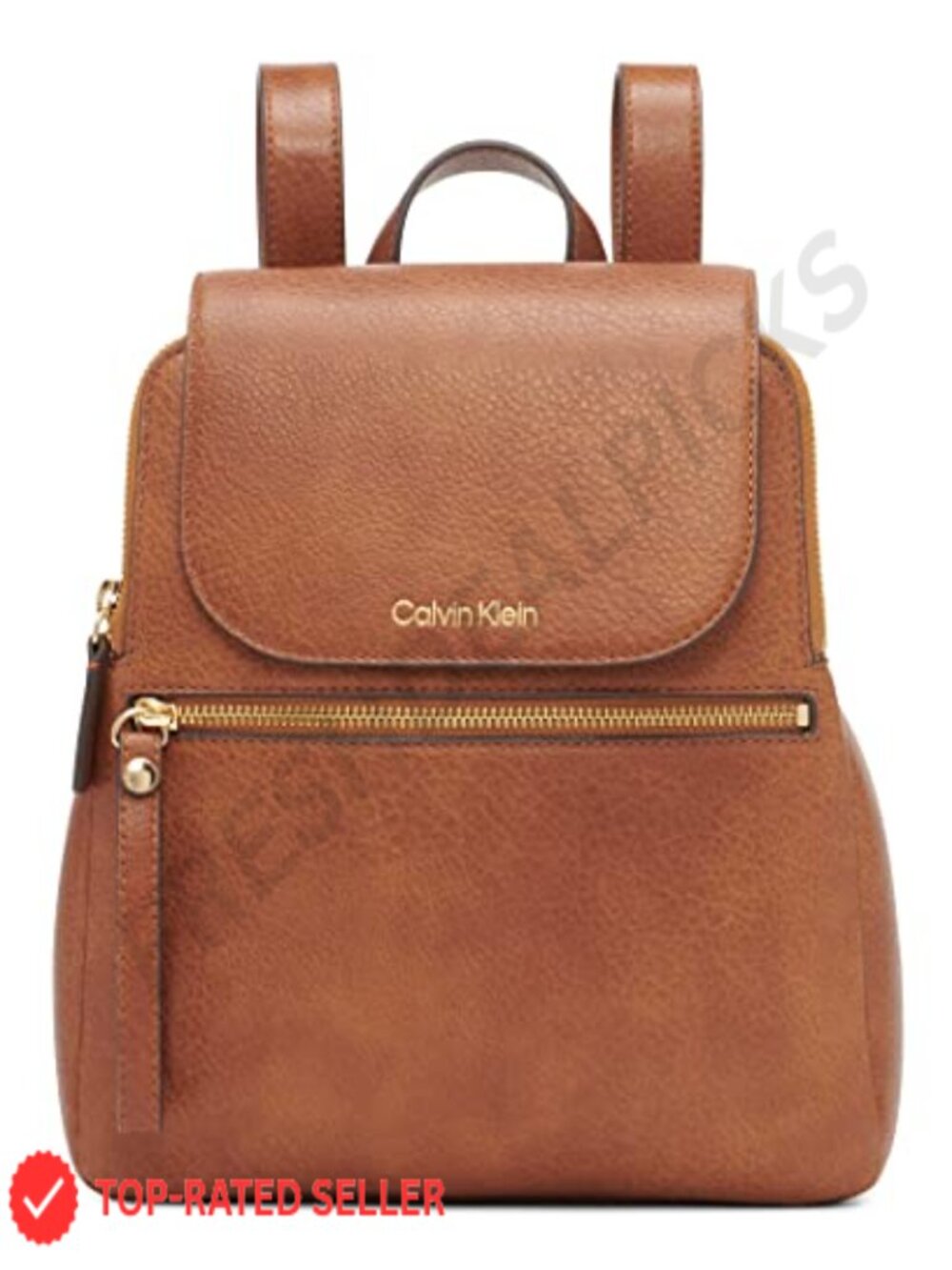 Faux Leather Flap Backpack with Adjustable Straps for Work